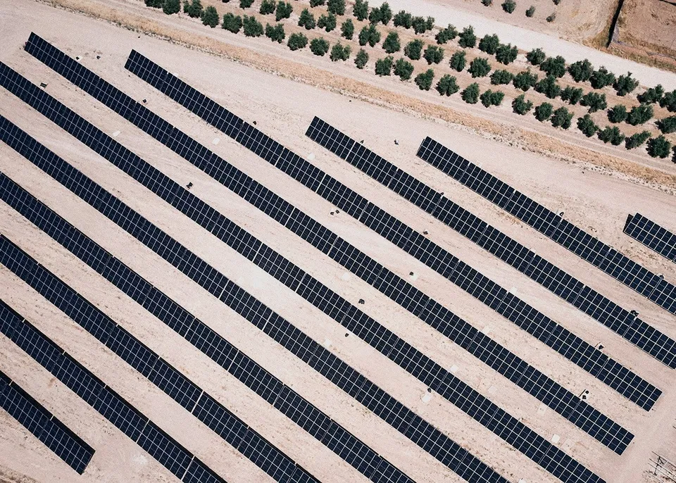 solar photovoltaic plant camino de acula seen from the air drone