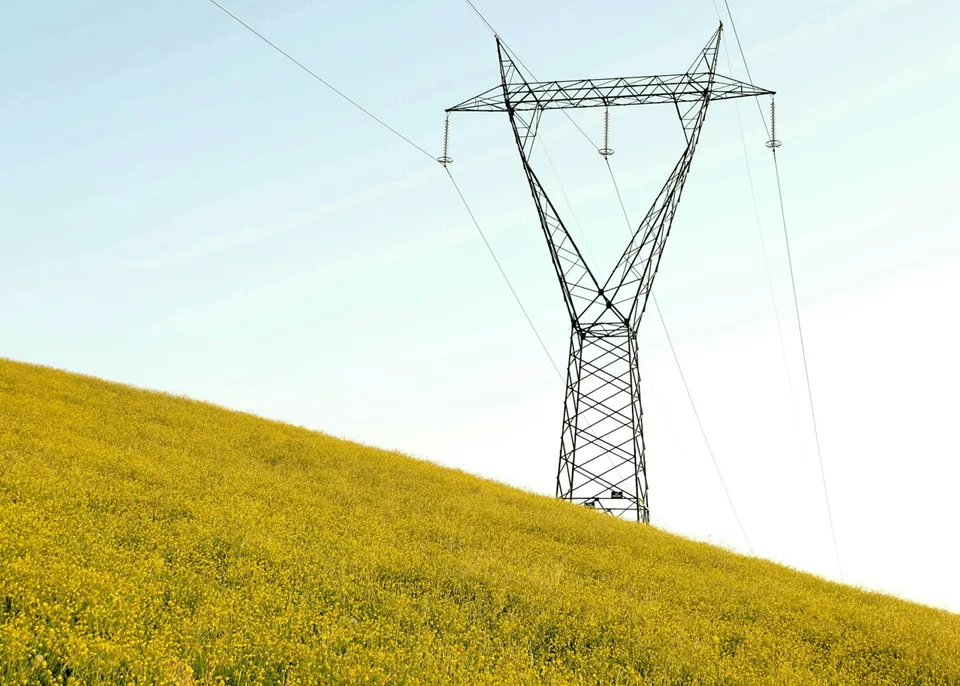 torre eléctrica en un campo verde - precio de la energía