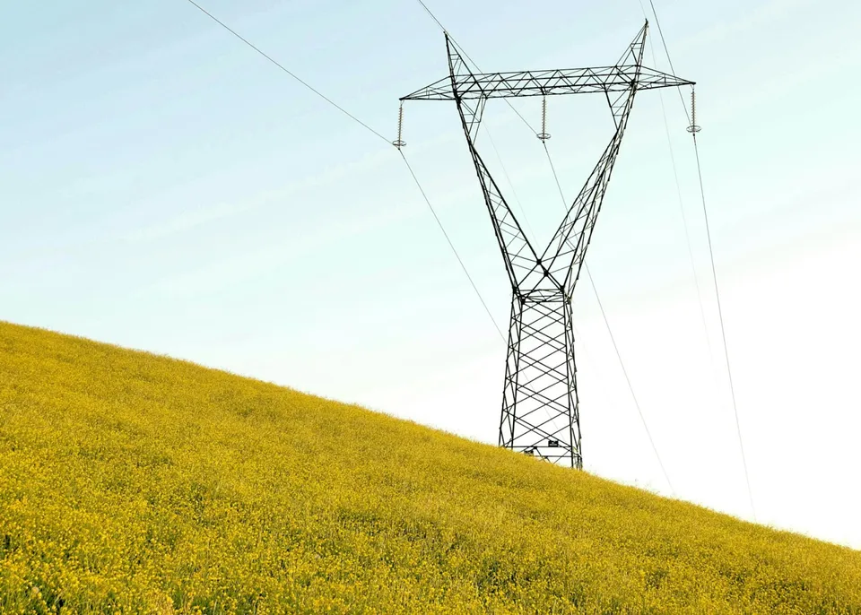 torre eléctrica en un campo verde - precio de la energía