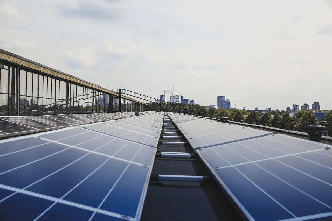 solar panels on the roof of a building